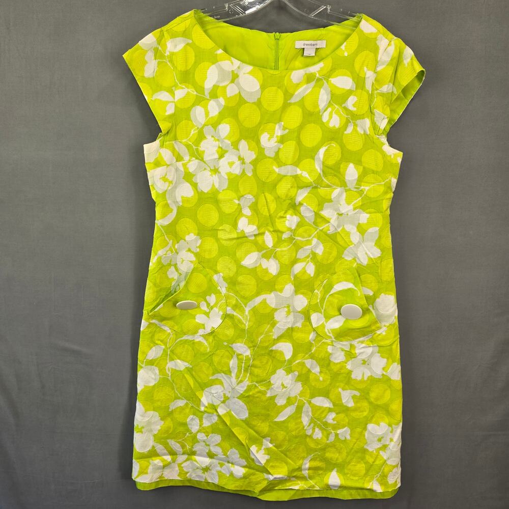 Dressbarn Green Polka Dot Mini Dress Women's Size 12 Lined Shift Sleeveless Zip